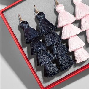 NEW Navy Gabriela Fringe Tassel Earrings